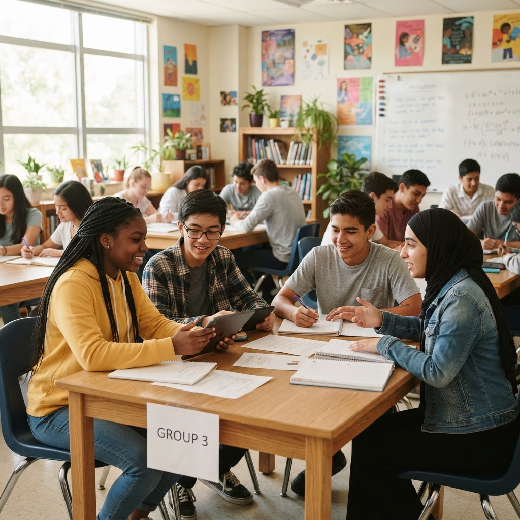 Students learning in classroom